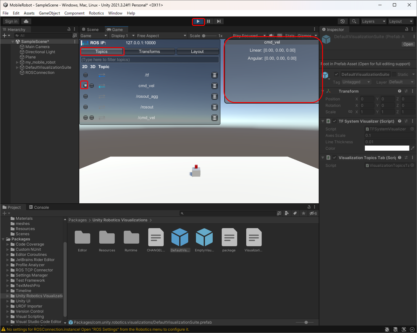 Unity上にROSメッセージ表示